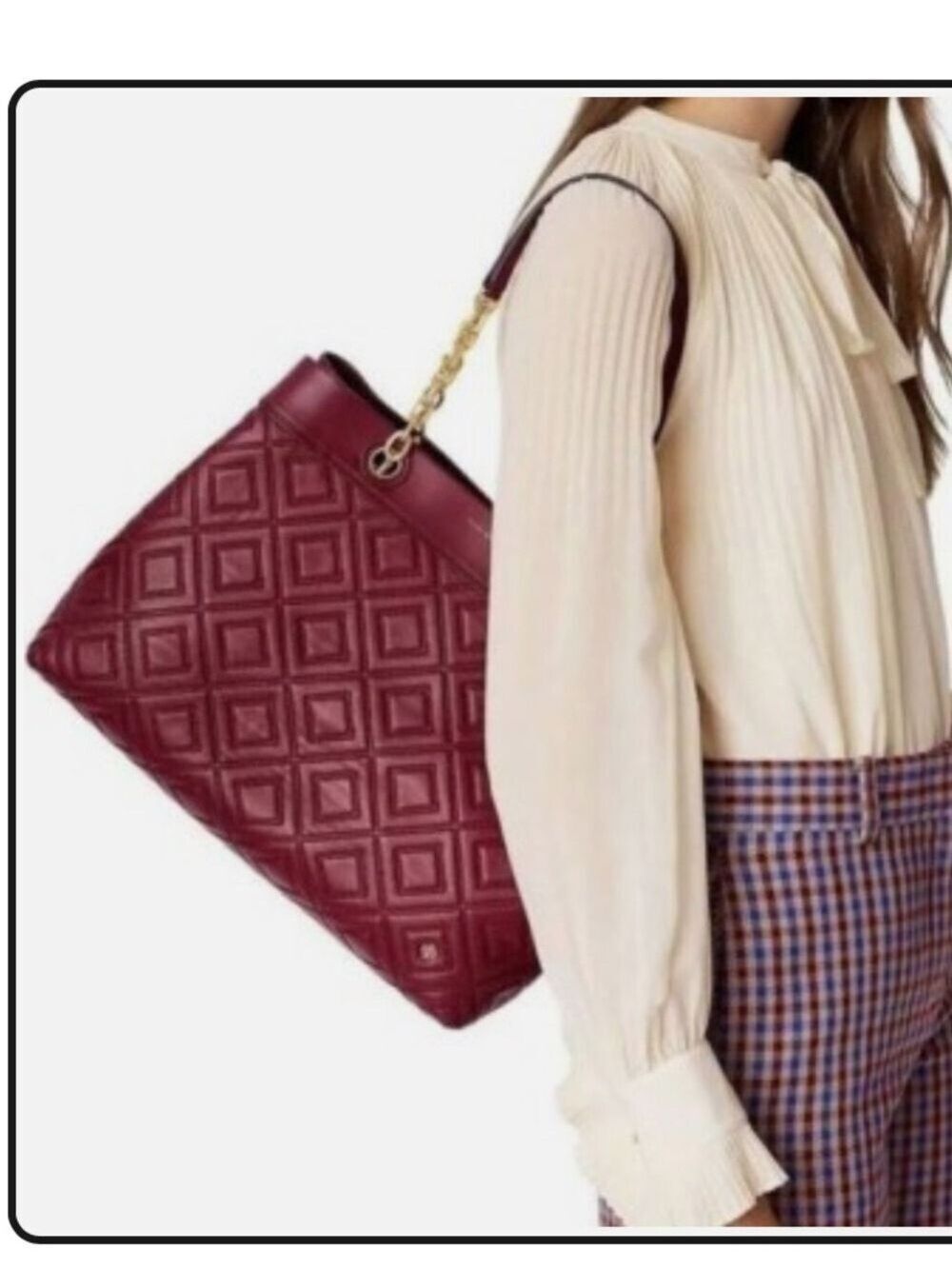Tory Burch Fleming Tote Large Garnet Leather